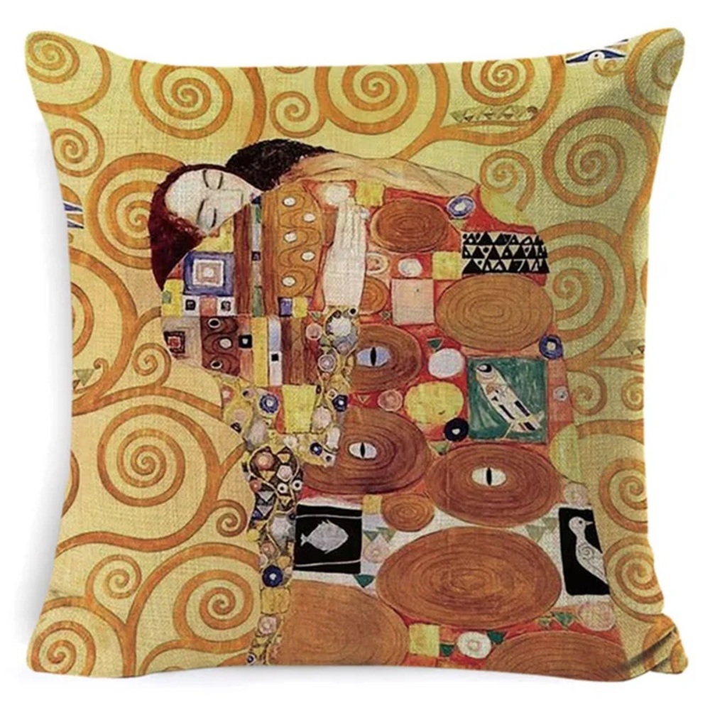 Gustav Klimt “The Embrace” (Fulfilment) Pillow Cover – 17.5” Square – Woven Poly